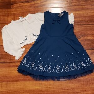 Janie and Jack NWT/EUC 12-18 months teal floral embroidered dress and cardigan